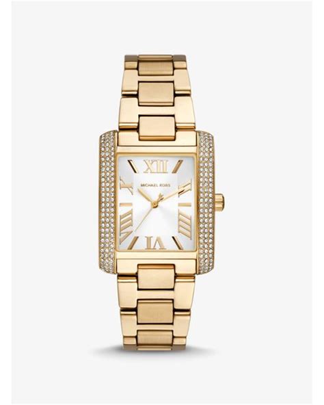 michael kors oversized emery pavé gold tone watch